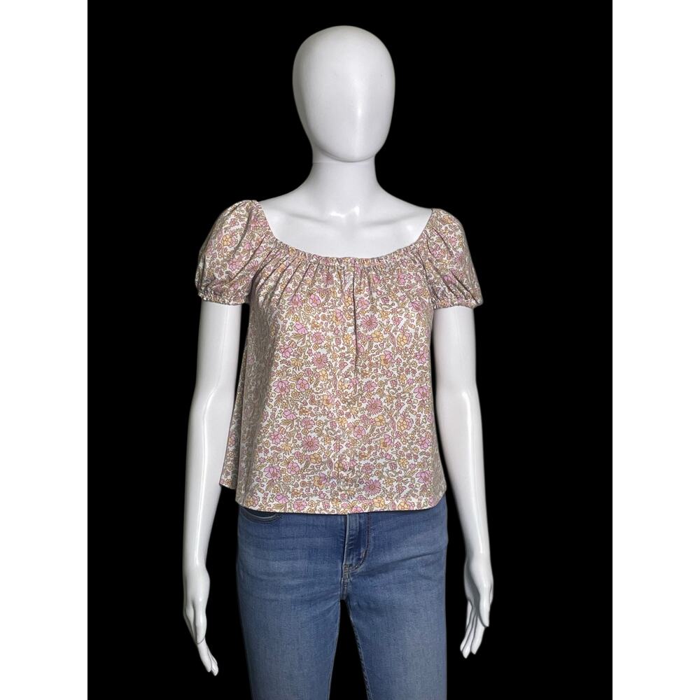 No Comment NY LA Pink Floral Smocked Off The Shoulder Blouse Top Women's Size S